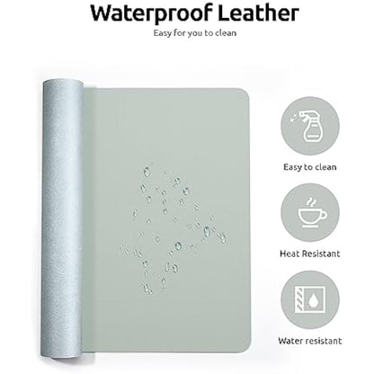 YSAGi Leather Desk Mat, Large Mouse Mat, Non-Slip Desk Pad, Waterproof PU Leather Table Protector Writing Pad for Office and Home (80 x 40 cm, Grayish Green)
