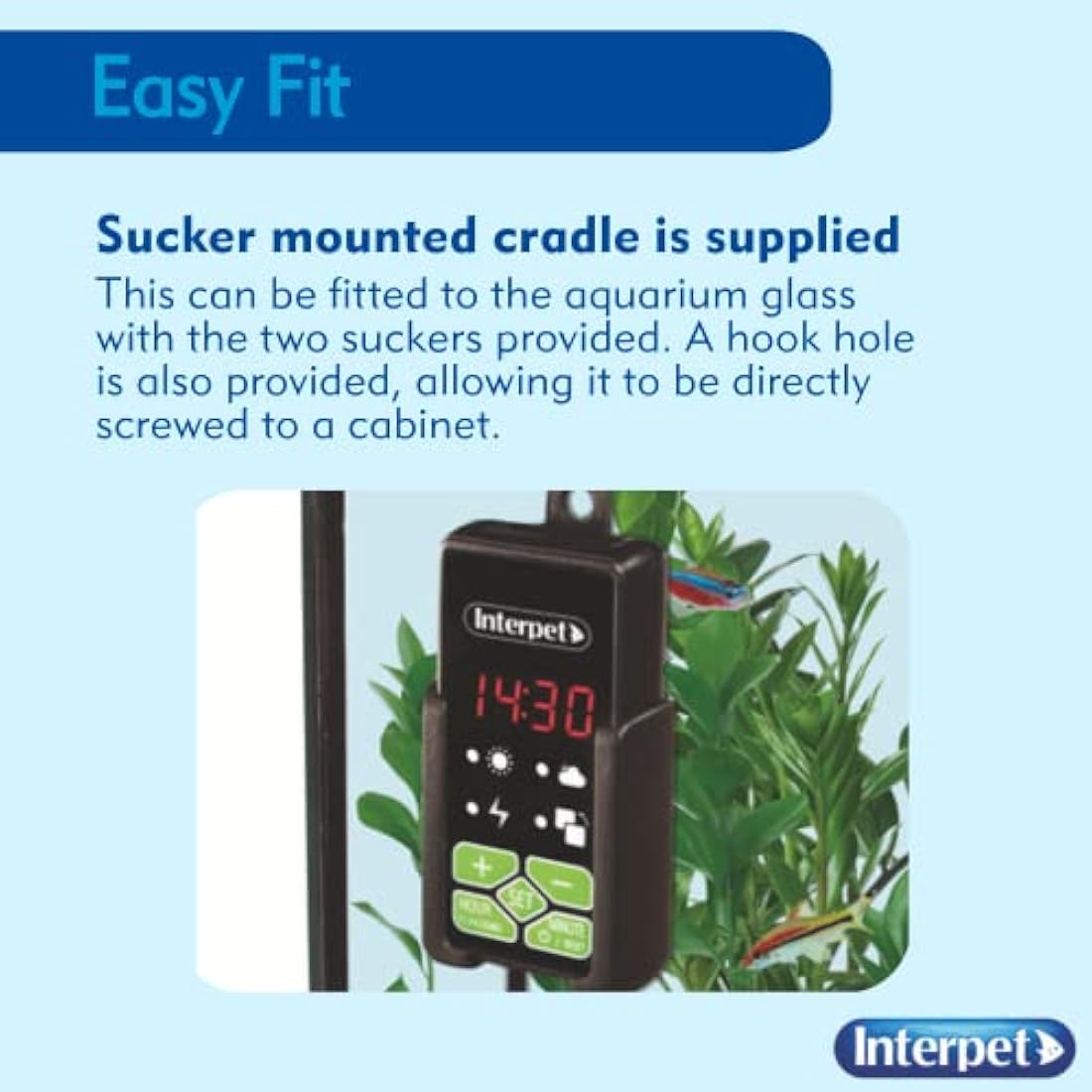 Interpet Digital Controller for Eco-Max LED Lighting, 24hr Digital Clock Display, Brightness Control, Sunrise, Sunset, Cloud Features, Fits of Eco-Max LED Light, Black