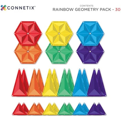 CONNETIX Rainbow Geometry Pack, 30 Pieces