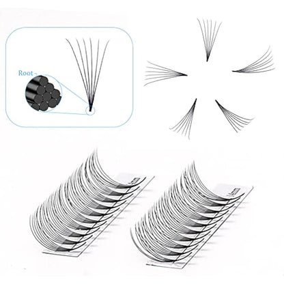Pre Made Fan Eyelash Extensions 6D Fans 0.07mm D Curl 8-14mm Mix 6D Cluster Eyelash Extension Premade Fans Volume Russian Individual Lashes Cluster Gemerry Fan Lash Extensions(0.07-6D-D curl-Mix)