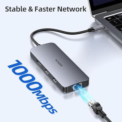 MOKiN USB C Docking Station - 3 Monitor Hub with 2 HDMI, 4K DisplayPort, 1Gbps Ethernet, 100W PD Charging, 3 USB A/C 3.0 Ports for MacOS/Dell XPS/HP/Lenovo/Surface