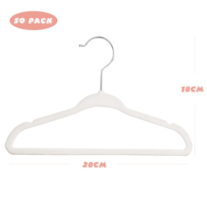 MangoKit White Baby Velvet Hangers Non-Slip Kids Coat Hangers 50 Pack