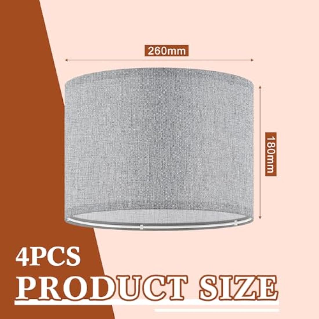 Weewooday 4 Sets Fabric Lampshade with E27 to E14 Adapter Ring Modern Ceiling Pendant Table Drum Light Shade Linen Lamp Shades for Table Bedside Floor Lamp(Grey,10 Inch)
