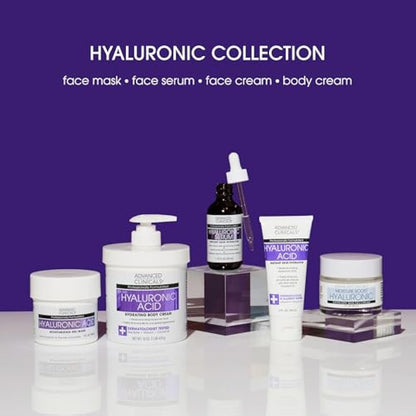 Advanced Clinicals Anti-aging Hyaluronic Acid Cream for face, body, hands. Instant hydration for skin, spa size. (Two - 16oz)