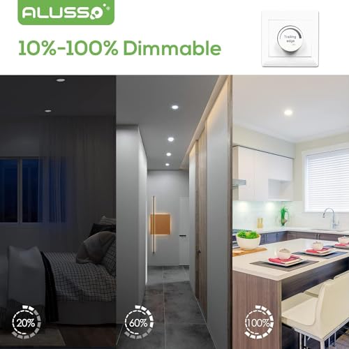 ALUSSO LED Recessed Ceiling Spot Lights, 22W Downlights Dimmable 1900LM, Warm White 3000K Neutral White 4000K Cool White 6500K Adjustable, IP44 Ultra