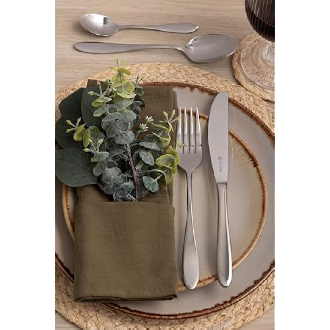 Viners Eden 24 Piece Elegant Mirror Polished Stainless Steel Flatware Gift Box, Silver