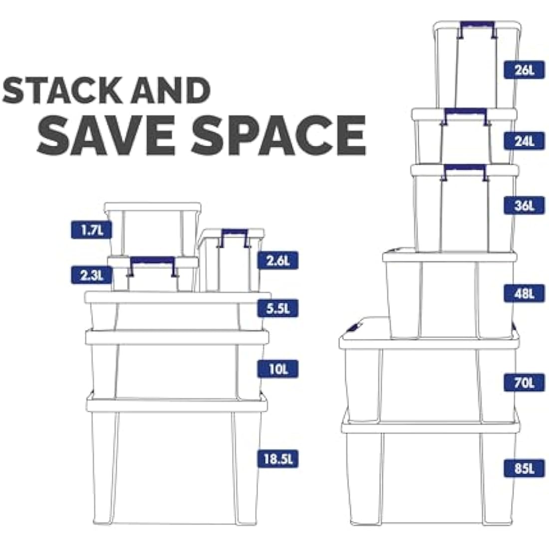 BANKERS BOX 85L Plastic Storage Boxes with Lids. ProStore Super Strong Stackable Plastic Storage Boxes (37.5 x 58 x 38.5cm), Made in the UK, Clear