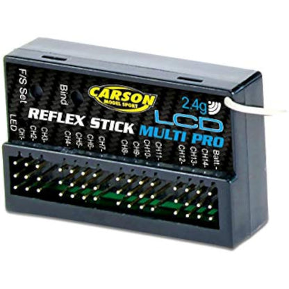 Carson 500501004 FS Reflex Stick Multi PRO LCD 2.4 GHz - 14 Channel Remote Control System with Receiver for Model Building Vehicles such as RC Cars and Ships