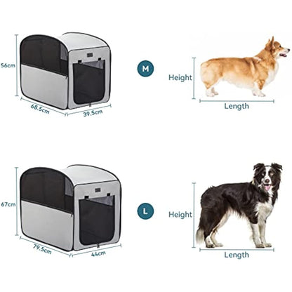 Petsfit Collapsible Dog Crate,Soft Dog Crate for Travel and Car Use - Pop Up Design，Lightweight and portable soft Crate for Small and Meduim Dogs Cats，Improved Top Zipper,68 x 40 x 56cm