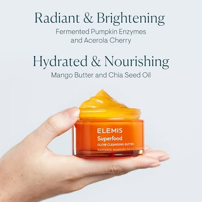 ELEMIS Superfood Hydrating Cleanser Butter - a Radiance Boosting Facial Cleansing Balm to Brighten & Nourish Skin, Gentle Cleanse, Glowy Cleanse 90g