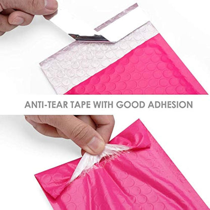 Switory 50pcs 10.2x17.7cm Poly Bubble Mailers, 4X7 Inch Padded Envelopes Bulk #000, Bubble Lined Wrap Polymailer Bags for Shipping Packaging Mailing Self Seal -Pink