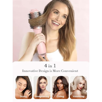LANDOT Hot Blow Hair Dryer Brush: Upgraded Plus 2.0 Hot Air Brush - One-Step HairDryer Styler and Volumizer 4 in 1 for Drying Straightening Curling Volumizing Hair - Fight Frizz and Add Volume