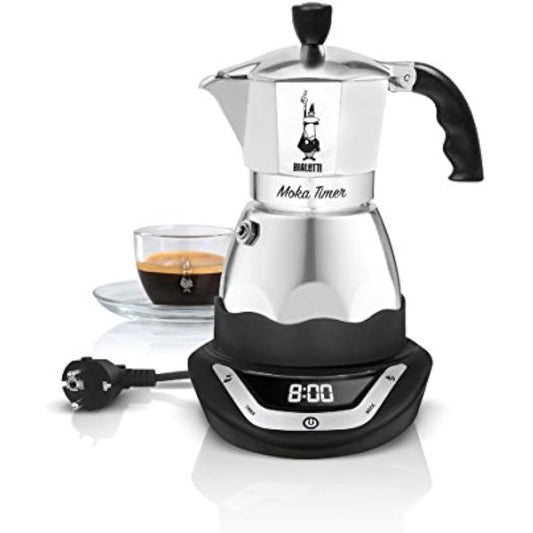 Easy Timer Electric Coffee Maker for 6 Cups – Aluminium in Black/Grey