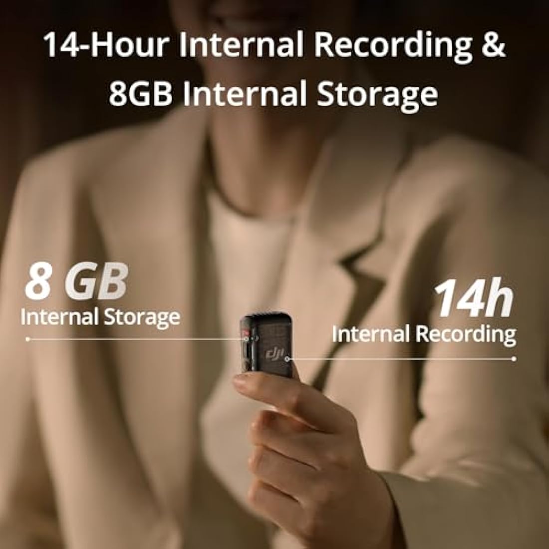 DJI Mic 2 Transmitter (Shadow Black), Wireless Lavalier Microphone with Intelligent Noise Cancelling, Bluetooth Microphone for 14-Hour Internal Recording, Magnetic Attachment Phone Microphone, YouTube