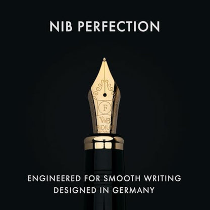 Wordsworth & Black Primori Fountain Pen Set [Black Gold]; Fine Nib, Gift Case, 24 Ink Cartridges, Refill Converter, Manual; Journaling, Calligraphy, Smooth Writing Pens; Left and Right Handed