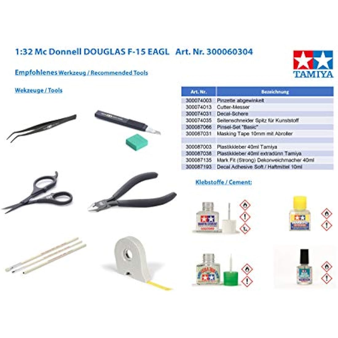 TAMIYA 300060304-1:32 MC Donnell Douglas F-15 EAGL Jet Fighter