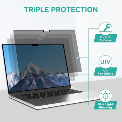 ZOEGAA Magnetic Macbook Pro 14 Inch Privacy Screen(2021-2024,M4,M3,M2,M1),Removable Anti-Blue Light Privacy Screen for MacBook Pro 14 with Webcam Cover