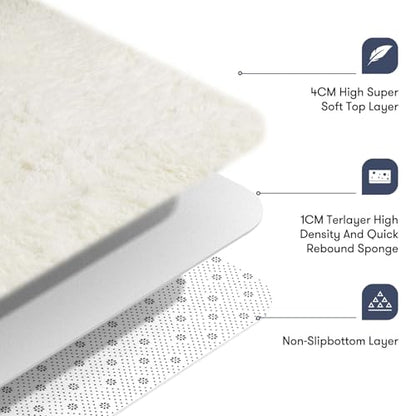 JOJOSEE Rugs Living Room, 160 x 230 cm Cream Area Rug, Anti Slip Soft Fluffy Shaggy Extra Large Floor Carpets Mat for Bedroom, Nursery Bedside(Cream,