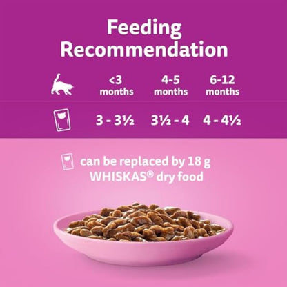 whiskas Junior Classic Selection in Gravy 84 Pouches, Wet Kitten and Cat Food, Selection of Beef, Lamb, Chicken and Poultry, Megapack (84 x 85 g)