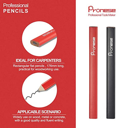 Pronese Adjustable Roofing Square 12-Inch, Aluminum Alloy Rafter Square, Metric & Imperial Carpenter Square Set, Precision Speed Square Carpenter Pencils Woodworking Tool Set