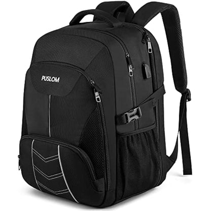 Extra Large Backpack 55L,18.4 Inch Travel Laptop Work Bag with USB Charging Port Big Business Flight Approved TSA Heavy Duty Computer Rucksack for Men Women College School,Black