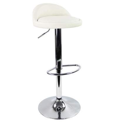 KKTONER PU Leather Round Bar Stool with Back Rest Height Adjustable Swivel Pub Chair Home Kitchen Bar stools Backless Stool with Footrest (White)