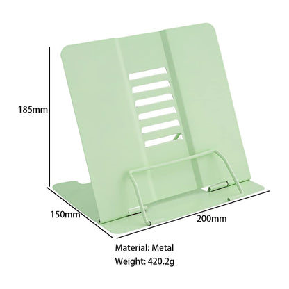 Book Stand, Multifunctional Metal Book Holder for Reading (Green)