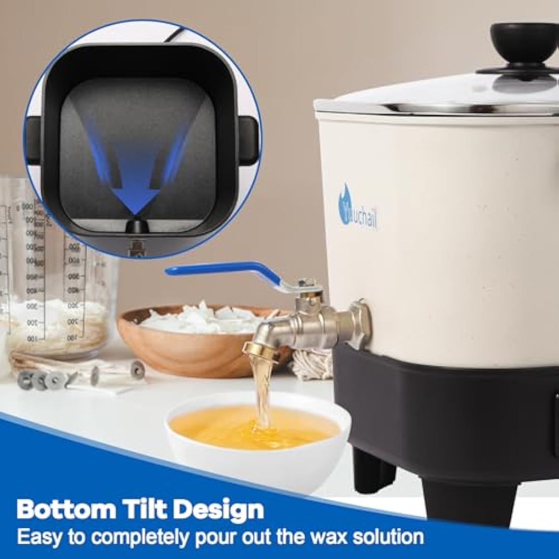 Yuuchail Wax Melter for Candle Making, 6.5L Large Wax Melting Pot with Digital Display & Non-Stick Tilted Bottom Easy Clean Up for Craft or Business