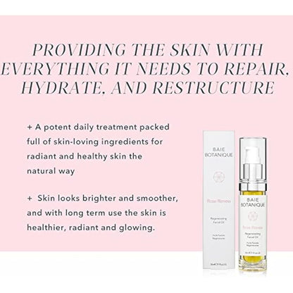 Baie Botanique Anti-Ageing Facial Oil 30ml - Rose Absolute, Camelia, Borage, Evening Primrose, Abyssinian & Amla Oil - 100% Natural, 90% Organic