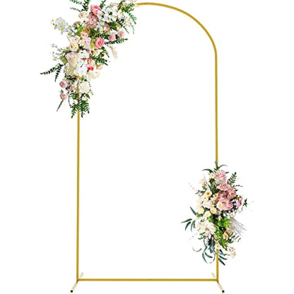 Wokceer 7.2 FT Wedding Arch Backdrop Stand Gold Metal Balloon Arch Backdrop Stand for Wedding Ceremony Birthday Party Bridal Baby Shower Garden Floral Arch Decoration