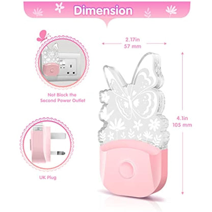 LOHAS-LED Butterfly Night Light for Kids, LOHAS Plug in Night Light, LED Night Light Dusk to Dawn Sensor, RGB + Warm White, 3 Lighting Modes, Gifts for Girls, Kids, Room Decor
