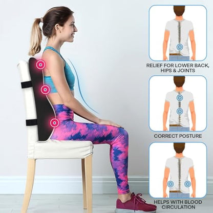 SUPA MODERN Lumbar Support Pillow for Office Chair, Memory Foam Back Cushion, Car Seat Back Pillows with Breathable Lumbar Support Cover Adjustable Straps