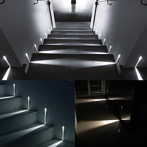 LED Recessed Stair Light Step Light 220V Wall lamp Corner Decoration Lamp Hallway Lamp 2PCS (Warm White, White)