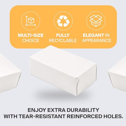 Packaging Hero 25 x 20 X 10 cm (aprox. 10" x 8" x 4") White Corrugated Cardboard Mailing Boxes, gift boxes, e-commerce box with free clear round stickers (10 pack)