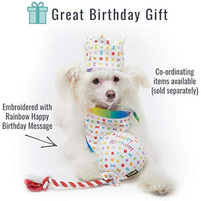 Pet London Birthday Balloon Dog Toy - Celebrate Your Dog's Happy Birthday - Plush colourful Rainbow Confetti Pattern Dog Party Gift-Perfect Pup Special Day Present-UK Designer Brand-BDAY or Adoption