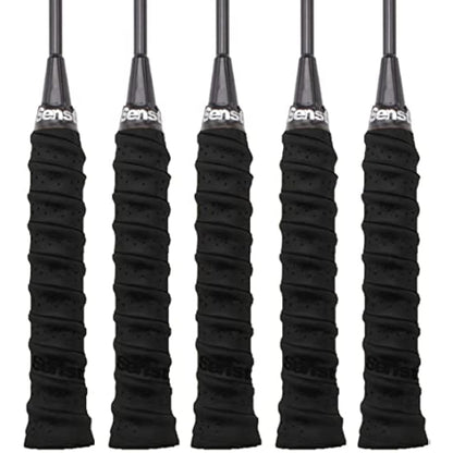 Senston PU Racquet Grip 5 Pack Tennis/Badminton/Squash Rackets Overgrip Anti Slip Perforated Super Absorbent Grips