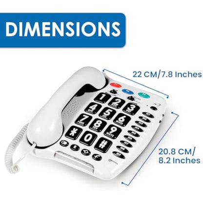 Geemarc CL100 - Big Button Corded Telephone with Loud Receiving Volume and One-touch Memories for Seniors - Hearing Aid Compatible - Low to Medium Hearing Loss - UK Version