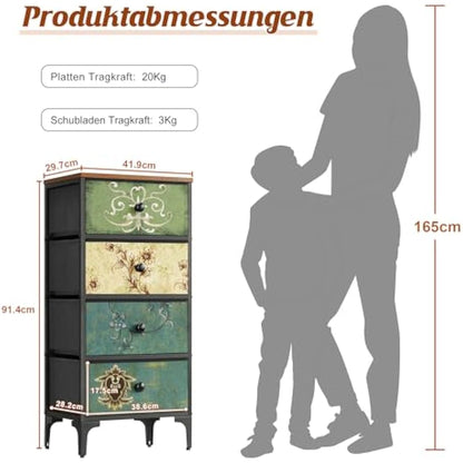 LYNCOHOME Chest of Drawers, Slim Bedroom Furniture with 4 Drawers, Storage Unit for Hallway, Living Room, Entryway, Nursery