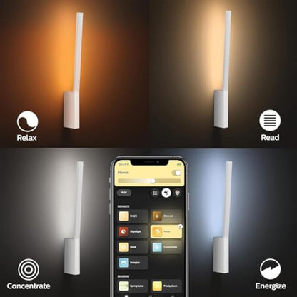 Philips Hue Liane White and Colour Ambiance Smart Wall Light Led with Bluetooth, White Works with Alexa, Google Assistant and Apple Homekit