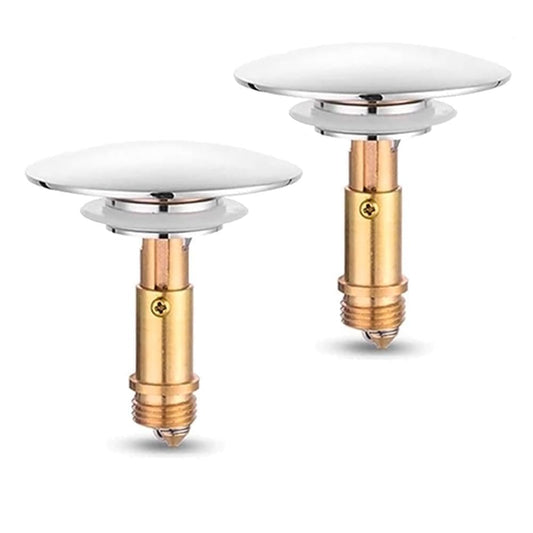 Pop Up Click Clack Sprung Plug Stopper,Bathroom Basin Sink Drain Plug Stopper,Waste Push Button Brass Slotted Plug for Washbasin Bathroom 2pcs