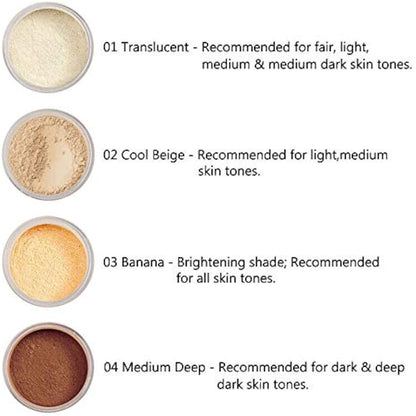AQUAPURITY PHOERA Loose Makeup Setting Matte Face Powder + Puff, Long Lasting Lightweight Foundation Make Up Fixer Beauty Blender Highlighter Palette - Ideal for Flash Photography (101- TRANSLUCENT)