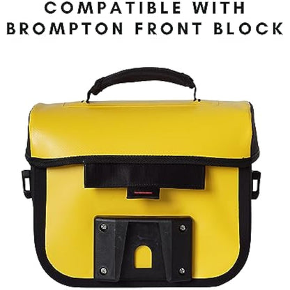 Vincita X-Cooper Water Resistant Front Bag - Bike Bag for Brompton Folding Bicycle with Rear-Opening Magnetic Closure, Spacious Interior, Top Handle and Light Colour Lining (Yellow)