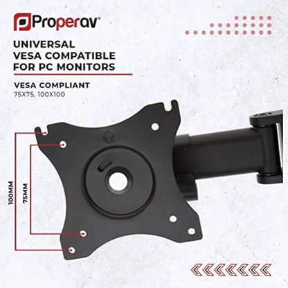 ProperAV Desk Monitor Mount with Free Standing Base 17" 19" 21" 22" 23" 24" 27" 32" VESA Max 100x100 Height Max 465mm