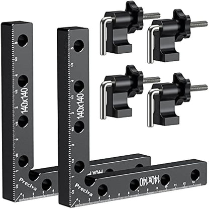 Preciva 90 Degree Right Angle Positioning Square Clamp, Aluminum Alloy Right Angle Clamp,Professional Woodworking Tools Woodworking Block for Picture Frames Cabinet Drawers - 2 Sets （14cm/5.5"