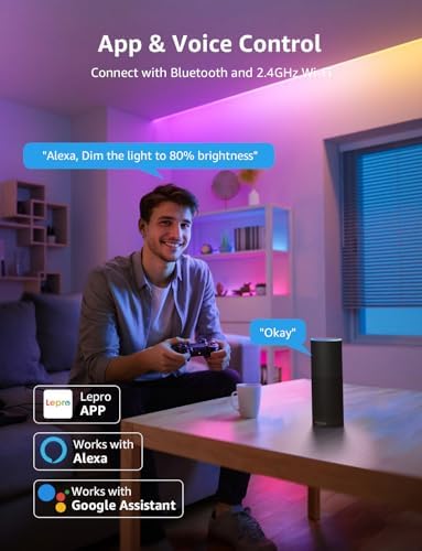 Lepro S1 AI Smart Rainbow LED Strip Light 10M, 30 LEDs/M, Music Sync, Works with Alexa & Google Home, WiFi Bluetooth App Voice Control, AI Lighting Design Assistant, MagicColor LED Lights for Bedroom