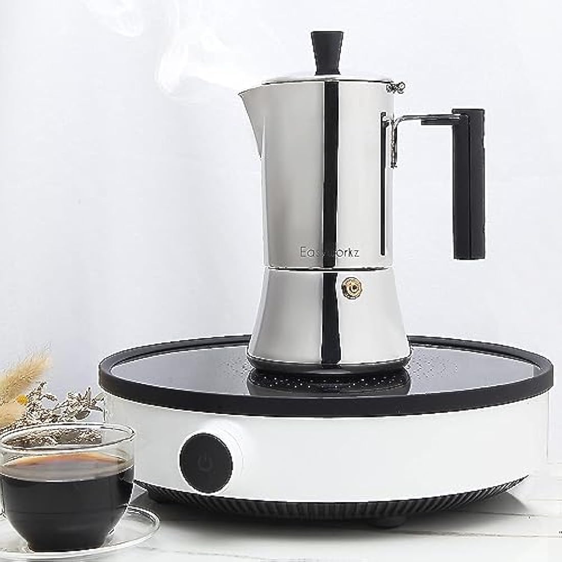 Easyworkz Pedro Stovetop Espresso Maker 6Cup 300ml Stainless Steel Italian Coffee Machine Maker Induction Moka Pot