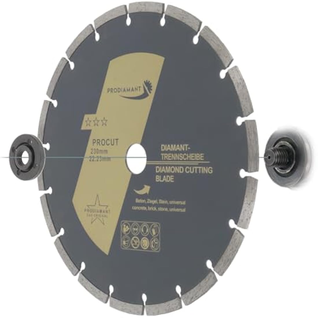 PRODIAMANT set of 2 universal diamond cutting disc 230mm 9inch x 22.2 mm concrete, stone, brick 9 inch diamond disc 7mm segment