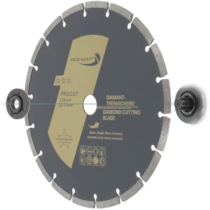 PRODIAMANT set of 2 universal diamond cutting disc 230mm 9inch x 22.2 mm concrete, stone, brick 9 inch diamond disc 7mm segment