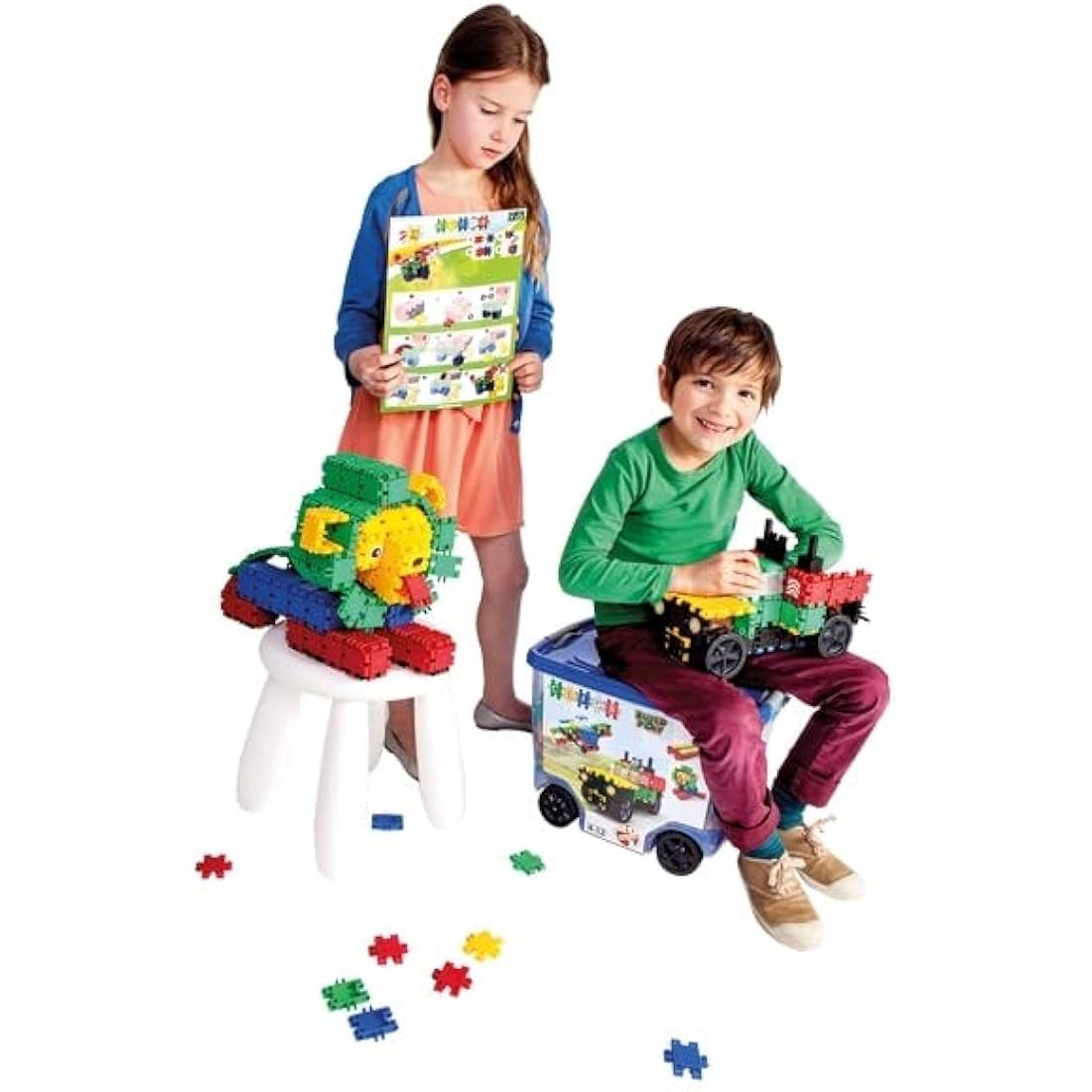 Clics construction toys, 463 building blocks, 97 accessories and stickers, educational kids toys, STEM toys for boys & girls from 3 years, DURABLE TOYS made from RECYCLED PLASTIC