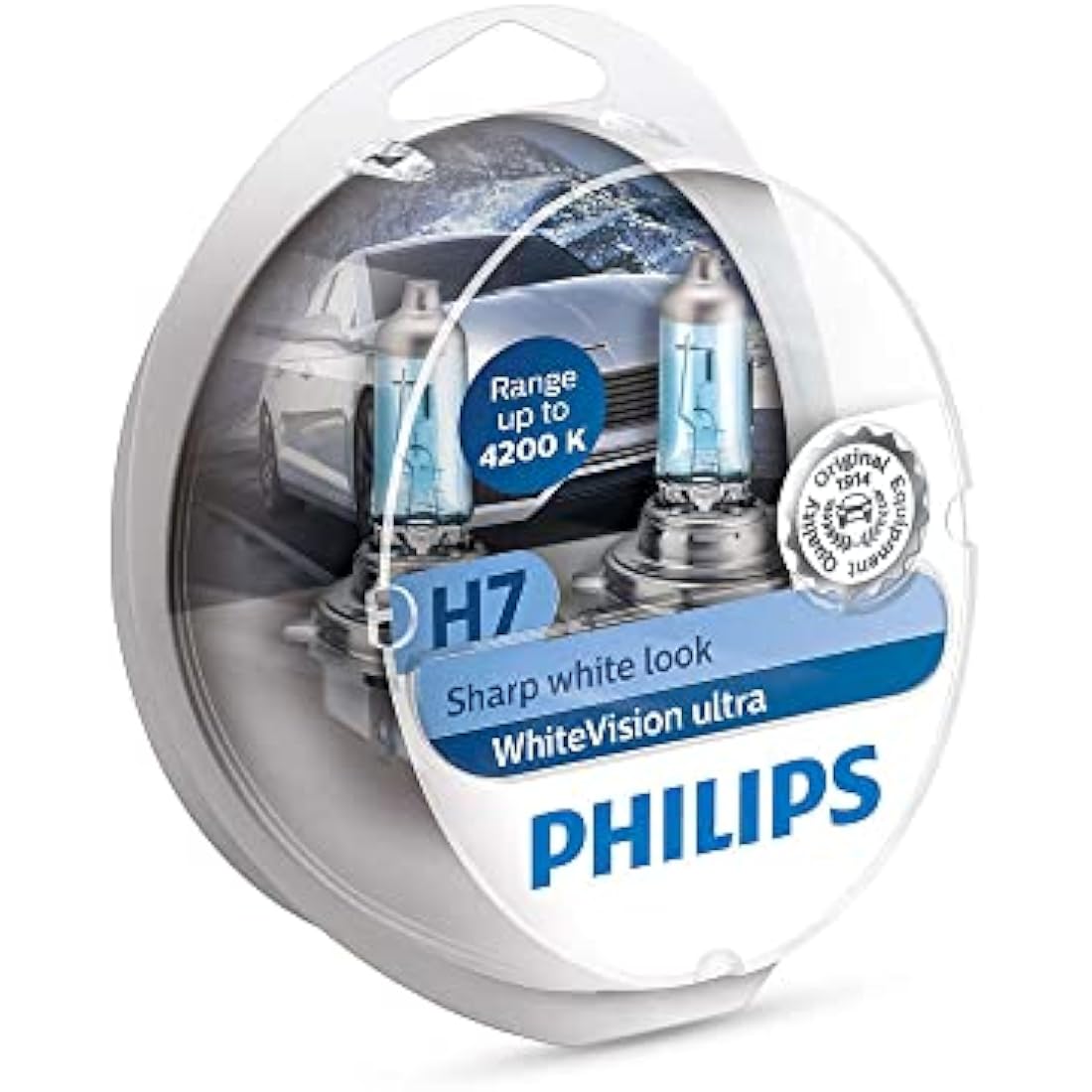Philips WhiteVision ultra H7 car headlight bulb, 4.200K, set of 2